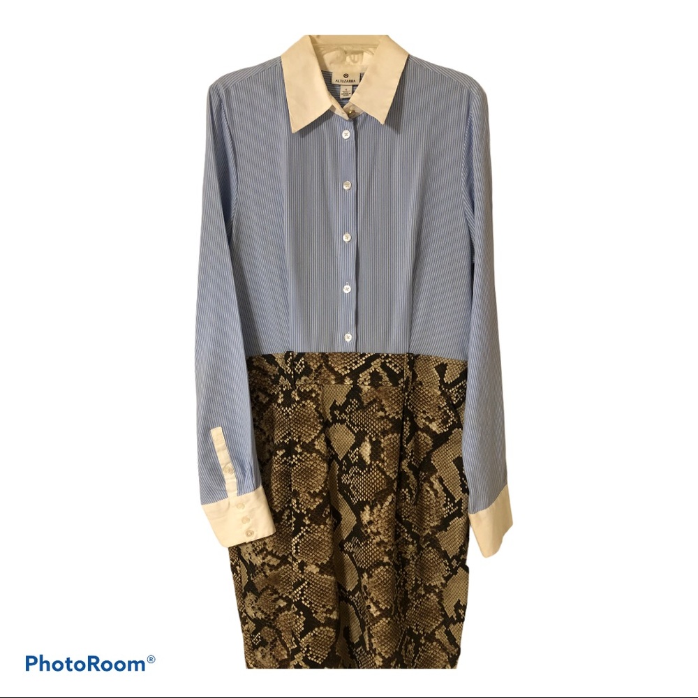 Altuzarra Blue and Snake Print Long Sleeve Dress